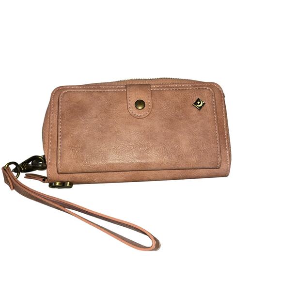 Pola Dusty Pink Leather Wristlet/Wallet - Picture 1 of 5